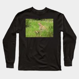 Cheetah Adult and Cubs, Tarangire National Park Tanzania Long Sleeve T-Shirt